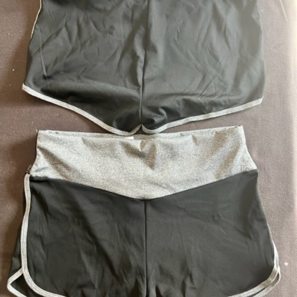 High Rise Sexy Yoga / Booty Short Wide Waistband -Black & Gray 3 pairs NEW SizeL